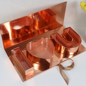 Коробка подарочная "I love you" 45,6×19,5×6,8H см, 1 шт., розовое золото