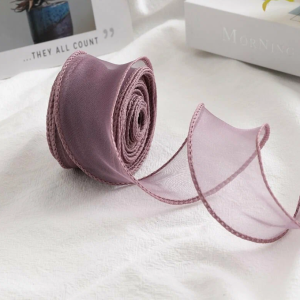 Лента органза, однотонная, 4cmx10yards, цв. тёмно-сиреневый