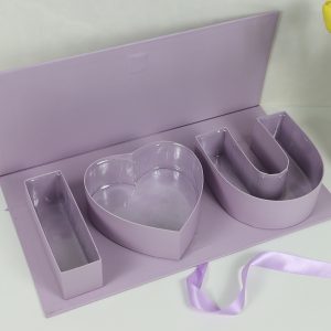 Коробка подарочная "I love you" 45,6×19,5×6,8H см, 1 шт., св.сиреневый