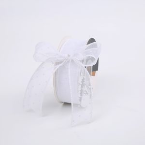 Лента органза "Крапинка", 2cmx15yards, цв. белый