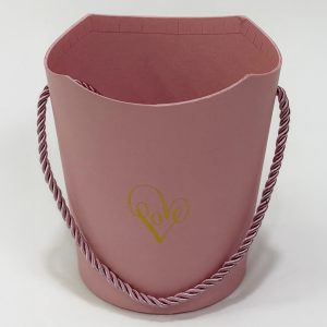 Коробка под цветы, с ручкой, 13,8x10,8x15 см, нежно-розовый