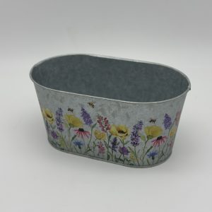 Декоративное овальное кашпо "Аромат цветов" 19.5X11.5XH9CM. металл