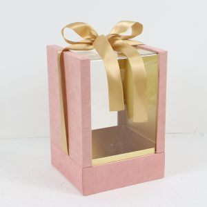 Коробка подарочная с атласной лентой 15,5x14,9x22,5H,1 шт., св.розовый