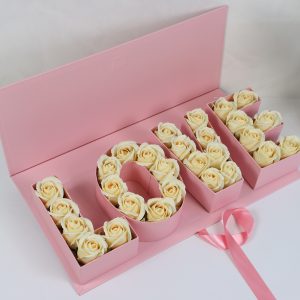 Коробка для цветов "LOVE" 45,6×19,5×6,8H см, 1 шт., св.розовый