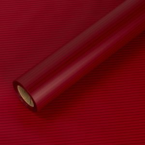 Упаковочный материал флористическая пленка матовая в полоску, 50 мкр, 58 см х 10 м, темно-красный