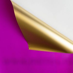 Упак. материал флористическая пленка с золотом, 70 мкр, 58 см х 10 м, фиолетовый