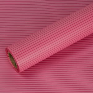 Упаковочный материал флористическая пленка матовая в полоску, 50 мкр, 58 см х 10 м, вишнево-розовый