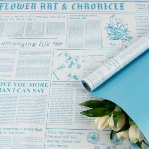 Пленка матовая двусторонняя "My flower" 57см*10м Белый/Голубой 04 т.м.30