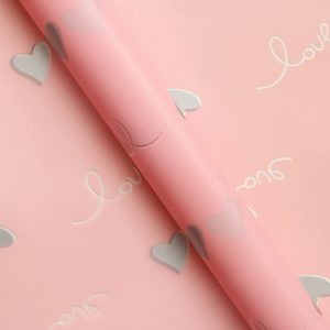 Упак. материал флористическая пленка "Любовное настроение" 50 мкр, 58 см х 10 м, розовый