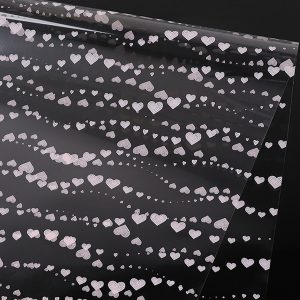 Упак. материал флористическая пленка "Сердечные нити", 50 мкр, 57 см х 10 м, св-розовый