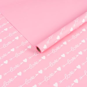 Пленка матовая "Любовь-это..." Розовая-02 57см*10м т.м.30