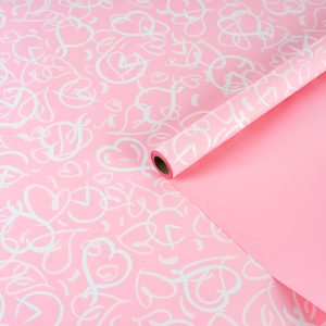 Пленка матовая "Сплетение сердец" Розовая-03 57см*10м т.м.30