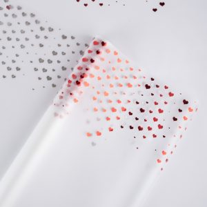 Пленка цветная 50 мкм 58см х 10м сердечки красный