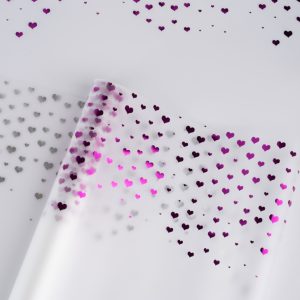 Пленка цветная 50 мкм 58см х 10м сердечки сиреневый